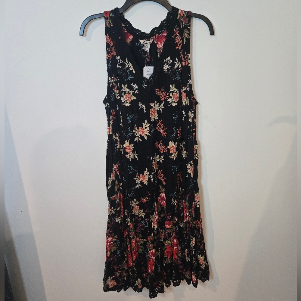 Lola P Floral Lace Black Dress Nwt Size Large